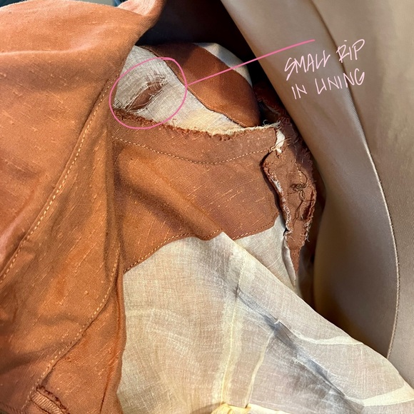 1940s Two Tone Linen Dress, Handmade A-Line, Orange, Cream, Vtg Academia, Sm - Picture 11 of 14